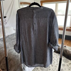 Grey Men’s Beach Cover Up: Mandarin Neck